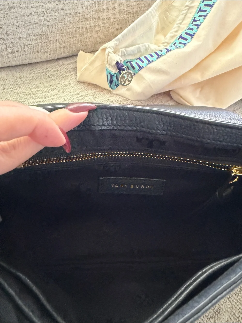 Tory Burch Black Leather Crossbody with Gold Hardware